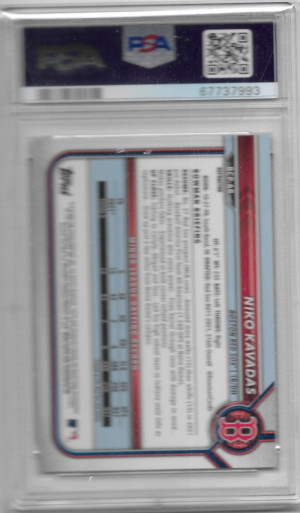 2022 Bowman Chrome Prospects Niko Kavadas Refractor /499 1st Bowman Chrome #BCP-68 PSA 10 back