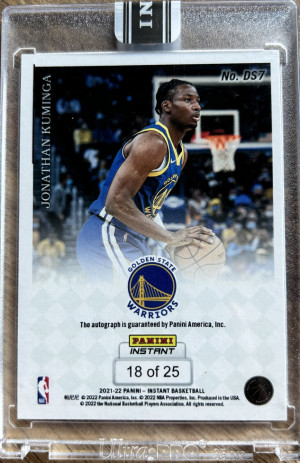 2021-22 Donruss Signature Series Jonathan Kuminga RC Rookie Auto 18/25 back