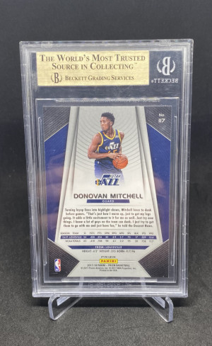 2017-18 Prizm Donovan Mitchell Silver Prizm Rookie BGS 9.5 back