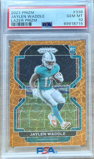 2021 Jaylen Waddle Panini Prizm Orange Lazer Rc Rookie PSA 10 Gem Mint! front