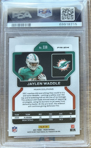 2021 Jaylen Waddle Panini Prizm Orange Lazer Rc Rookie PSA 10 Gem Mint! back