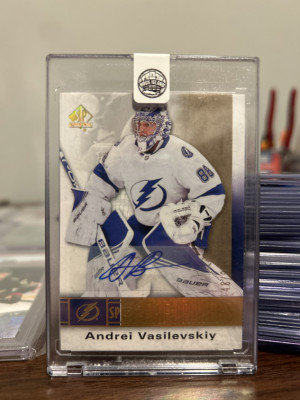 2020-21 SP Authentic ANDREI VASILEVSKIY AUTO BRONZE #/99!!! Lightning! front