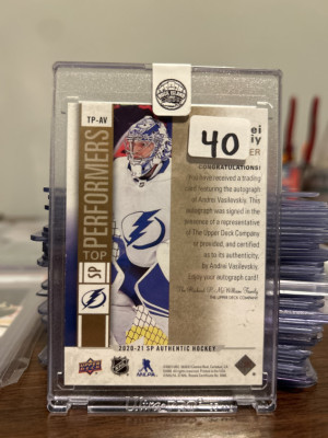 2020-21 SP Authentic ANDREI VASILEVSKIY AUTO BRONZE #/99!!! Lightning! back