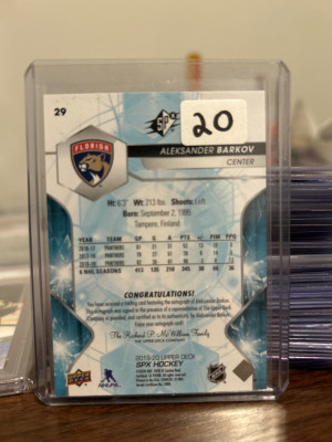 2019-20 UD SPX ALEKSANDER BARKOV AUTO!!! Panthers! back