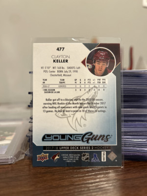 2017-18 UD Series 2 CLAYTON KELLER YOUNG GUNS ROOKIE SP!!! Hot!! Coyotes! back