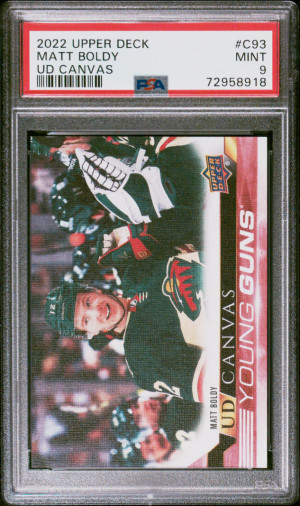 2022 UPPER DECK YOUNG GUNS RED CANVAS MATT BOLDY PSA 9 front