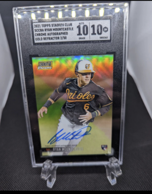 Ryan mountcastle Stadium Club Chrome Rookie Auto /50. Sgc 10/10 back