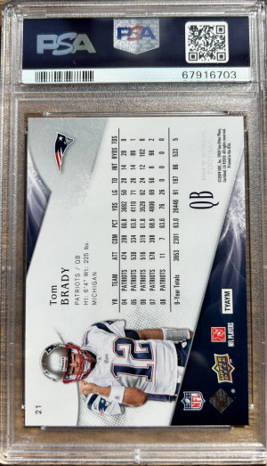 2009 SP AUTHENTIC #21 TOM BRADY PATRIOTS PSA 10 back