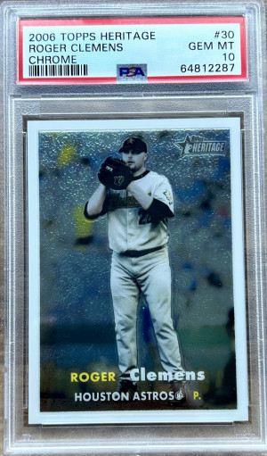 2006 TOPPS HERITAGE CHROME #30 ROGER CLEMENS ASTROS #/1957 PSA 10 front