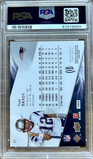 2009 SP AUTHENTIC #21 TOM BRADY PATRIOTS PSA 10 back