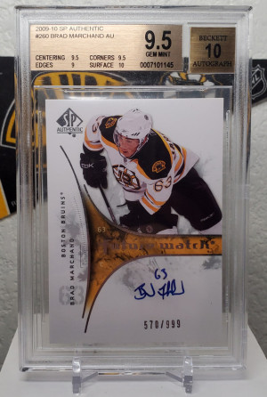 Brad Marchand 2009-10 SP Authentic Future Watch Rookie Auto BGS 9.5 / 10 Auto /999 front