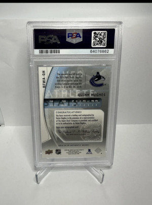 2019-20 SP AUTHENTIC QUINN HUGHES RC Future Watch Retro Auto /399 PSA 10 Gem back