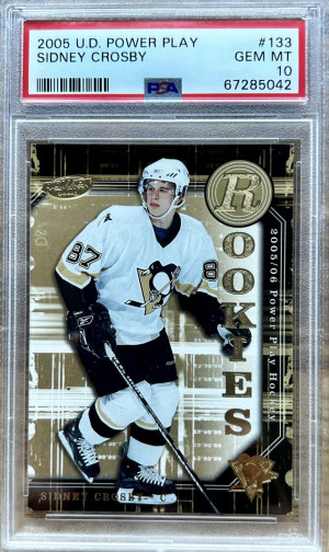 2005 UPPER DECK POWER PLAY #133 SIDNEY CROSBY RC PENGUINS PSA 10 front