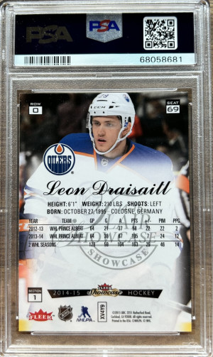 2014 FLEER SHOWCASE FLAIR #69 LEON DRAISAITL RC PSA 10 back