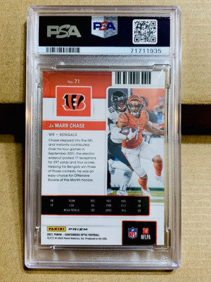 2021 contenders Optic Ja’Marr Chase Purple Pulsar /26 back