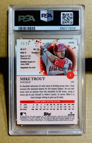 2022 Topps Pristine Mike Trout Orange Refractor /25 back