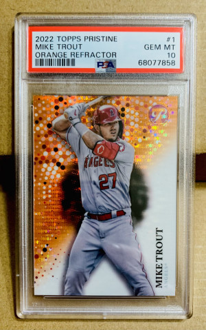 2022 Topps Pristine Mike Trout Orange Refractor /25 front