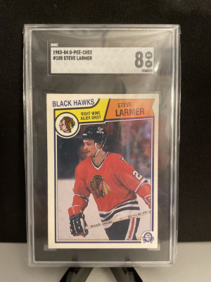 1983 O-Pee-Chee Steve Larmer #105 RC SGC 8 front