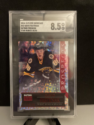 2014 Fleer Showcase David Pastrnak Skybox Premium Star Rubies 30/50 SGC 8.5 front