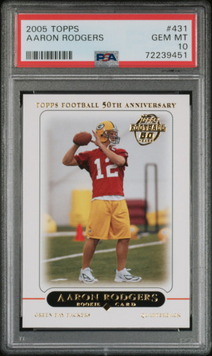 2005 TOPPS #431 AARON RODGERS RC PSA 10 front