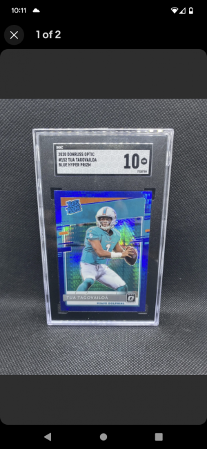 Tua tagovialoa blue hyper prizm rated rookie sgc 10 front