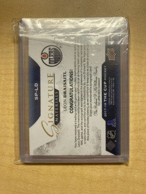 Leon Draisaitl 2017-18 Upper Deck The Cup Signature Materials Patch Auto /99 back