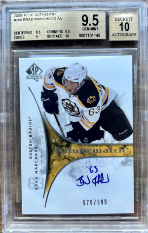 2009-10 SP AUTHENTIC FUTURE WATCH BRAD MARCHAND RC /999 BGS 9.5 front