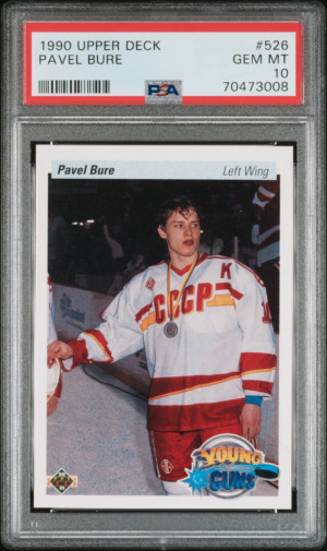 1990 UPPER DECK #526 PAVEL BURE RC YOUNG GUNS HOF PSA 10 front