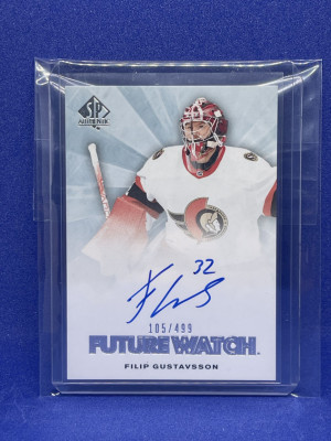 2021-22 SP Authentic FILIP GUSTAVSSON RC FUTURE WATCH AUTO ROOKIE /499 RETRO front
