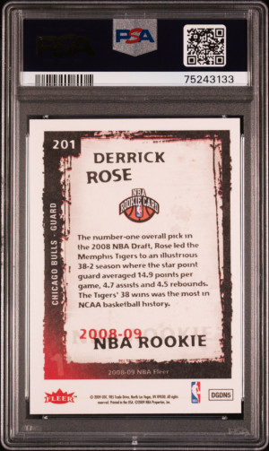 2008 Fleer Derrick Rose RC Rookie PSA 10 back