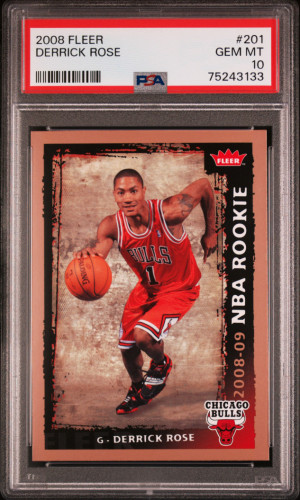 2008 Fleer Derrick Rose RC Rookie PSA 10 front