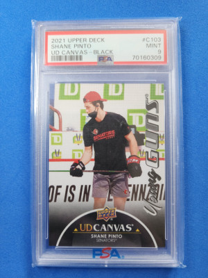 2021-22 Upper Deck Canvas Black Shane Pinto Rookie #C103 PSA 9 front