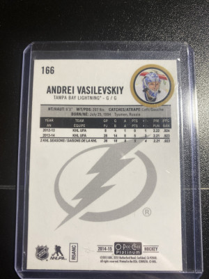 Andrei Vasilevskiy 14-15 OPC Platinum Rookie back
