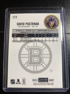 David Pastrnak 14-15 OPC Platinum Rookie back