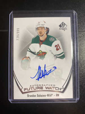 Brandon Duhaime 21-22 SP Authentic Future Watch Auto 728/999 front