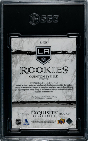 Quinton Byfield Exquisite Rookie Patch back