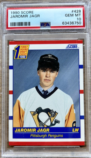 1990 SCORE #428 JAROMIR JAGR RC PENGUINS PSA 10 front