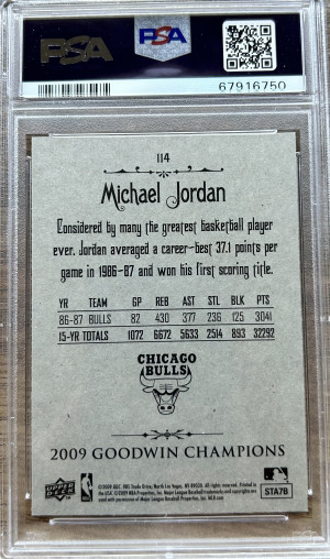 2009 GOODWIN CHAMPIONS #114 MICHAEL JORDAN BULLS HOF PSA 10 back