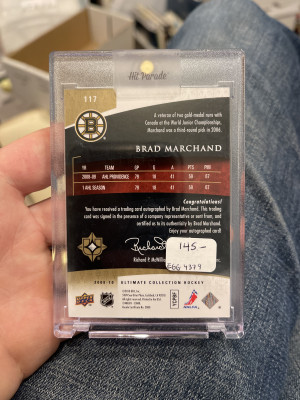 Brad Marchand Ultimate Rookies /299 back