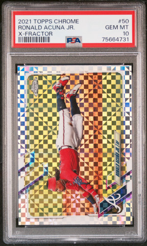 2021 Topps Chrome Ronald Acuna X-Fractor PSA 10 front