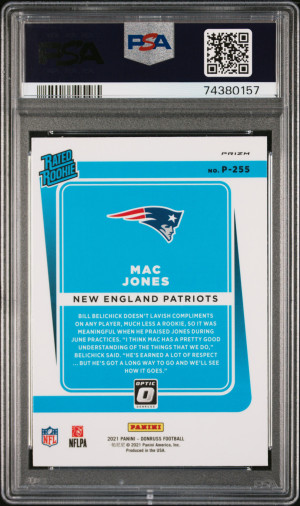 2021 DONRUSS OPTIC PREVIEW HOLO PRIZM #P255 MAC JONES RC PSA 10 back