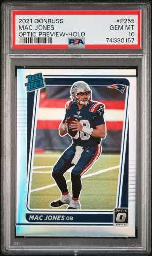 2021 DONRUSS OPTIC PREVIEW HOLO PRIZM #P255 MAC JONES RC PSA 10 front