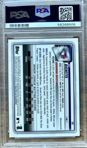 2020 Bowman Chrome Bo Bichette RC Rookie #50 PSA 10 back