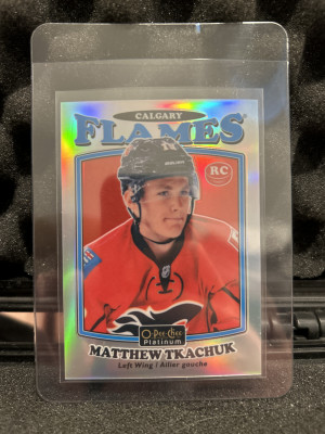 2016-17 MATTHEW TKACHUK Opc Platinum RAINBOW HOLO ROOKIE RC MINT front
