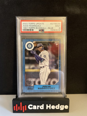 2022 Topps Update Julio Rodriguez 1987 Blue RC #87TBU44 PSA 9 front
