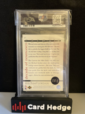 1994 Upper Deck Jordan Rare Air Michael Jordan Decade of Dominance #J7 PSA 9 back