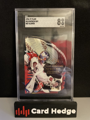 1996 Flair Patrick Roy Hot Gloves #10 SGC 8 front