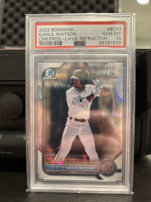 KAHLIL WATSON 1st Bowman Chrome LAVA REFRACTOR /399 SSP PSA 10!!!!!!!!! front