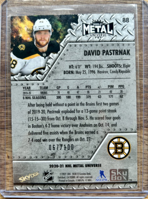 2020-21 PMG Red David Pastrnak 67/100 back