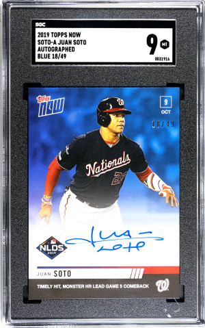 Juan soto Topps now /49 Auto back